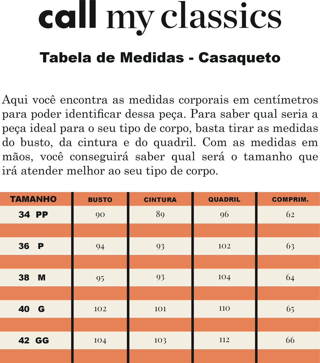 Casaqueto Clássico em Alfaiataria