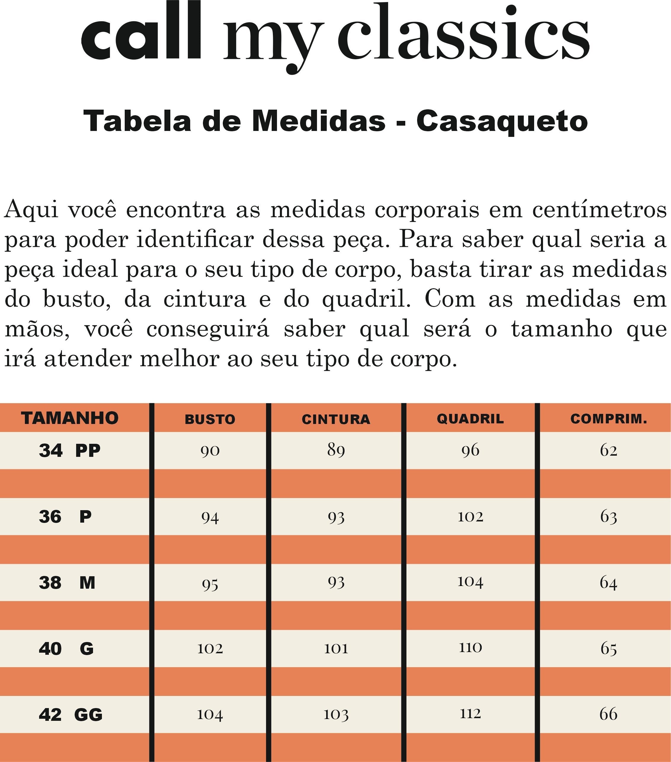 Casaqueto Clássico em Alfaiataria