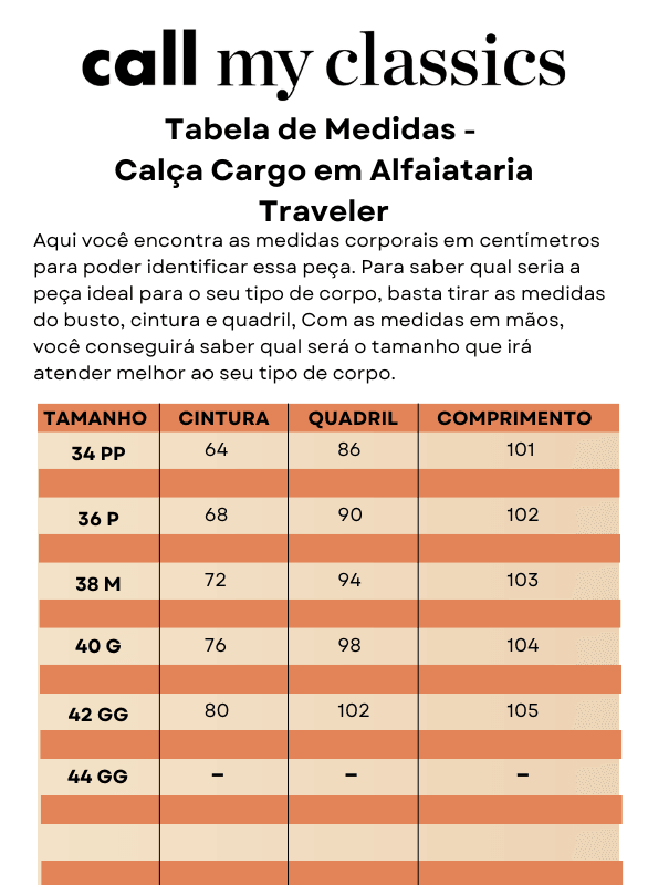 Calça cargo em alfaiataria traveler